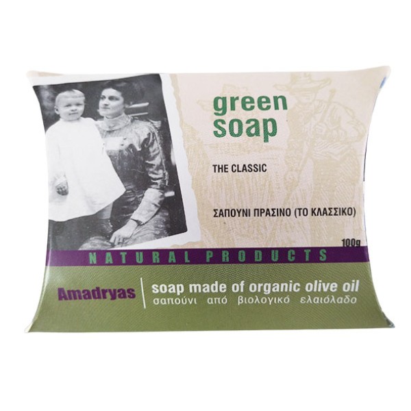 Χειροποίητο κλασσικό πράσινο σαπούνι ΑΜΑΔΡΥΑΣ, 100g